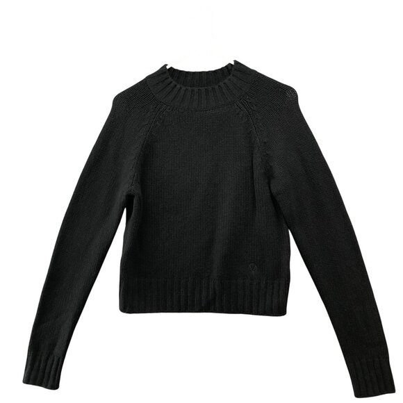 Vince Cashmere Sweater Womens S Monogram Raglan Sleeve Crewneck Black - Picture 1 of 11